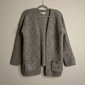 Gray Open Front Cardigan